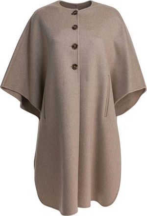 Max Mara Cashmere Knitwear, female, Beige, Size: M/L Beige Cashmere Midi Cape Aw25