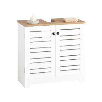 SoBuy Mueble De Ba&ntilde;o Para Ba&ntilde;o, Color Blanco Y Natural, 60 X 30 X 59 Cm Bzr40-w Sobuy Es