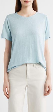 Eileen Fisher Organic Linen Crewneck T-Shirt in Breeze at Nordstrom, Size Xx-Small