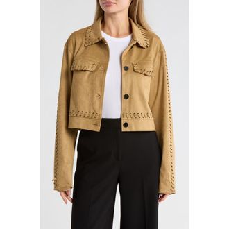 Area Stars Wren Faux Suede Whipstitched Crop Jacket in Tan at Nordstrom Rack, Size X-Small