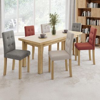 IDMarket Lote De 6 Sillas Polga, Tapicer&iacute;a Mixta Gris, Terracota Y Beige