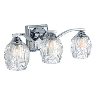 Loops IP44 3 Bulb Wall Light 3 Cut Glass Clear Shades Polished Chrome LED G9 3.5W