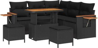 vidaXL Garden Sofa Set with Cushion 9 pcs Black Poly Rattan vidaXL