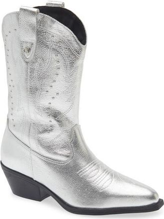 Bottero Metallic Western Boot in Prata at Nordstrom, Size 11