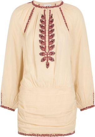 Isabel Marant Isabel Marant &eacute;toile Ludy Embroidered Cotton Mini Dress - Beige - 38 (UK10 / S)