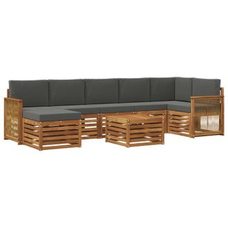 vidaXL Conjunto De Sof&aacute;s De Exterior 7 Pcs Natural Y Antracita Vidaxl