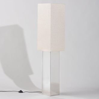 Maisons du monde L&aacute;mpara de pie rectangular con efecto espejo y pantalla de poli&eacute;ster