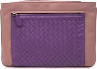 Bottega Veneta Pre-owned Clutches, female, Purple, Size: ONE SIZE Pre-owned Woven Leather Clutch