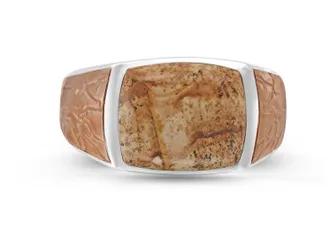 LuvMyJewelry Light Brown Picasso Jasper Sterling Silver Men Signet Ring