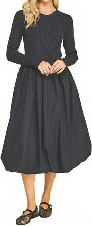 Pinch Design Bubbly Long Sleeve Midi Dress In Navy