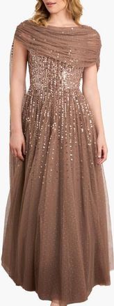 Needle & Thread Moonlight Sequin Draped Gown in Cocoa/tawny at Nordstrom, Size 14