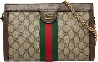 Gucci Pre-owned Ophidia Crossbody Bag - Dames - Vintage Schoudertas - Beige - ONE Size - Leer - Vintage