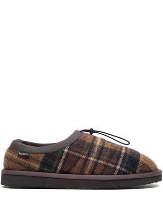 Les Deux check-pattern slippers - Brown