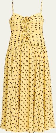 Cinq &agrave; Sept Camille Polka Dot Ruffled Midi Dress