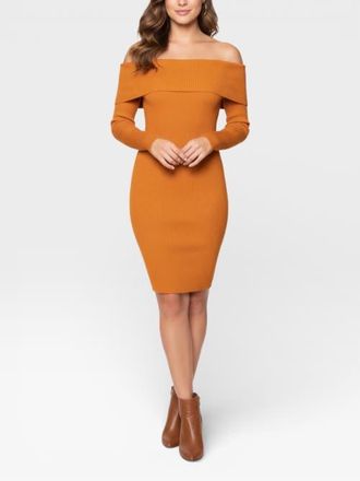 Rachel Roy Prim Off the Shoulder Mini Sweater Dress in Dark Yellow at Nordstrom, Size Xx-Large