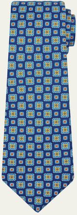 Kiton Mens Square Medallion Silk 7-Fold Tie