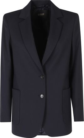 Seventy Blue Single-Breasted Back Vent Polyester-Blend Jacket