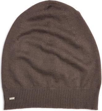 Saint Laurent Cashmere Logo Beanie in Brown at Nordstrom, Size Medium