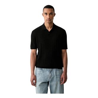 A|X Armani Exchange Geometric Pattern Knit Polo - Heren - Polos - Zwart - M - Tops
