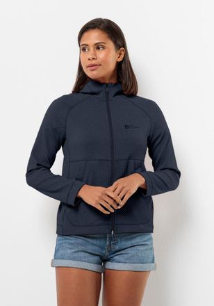 Jack Wolfskin Kapuzenfleecejacke JACK WOLFSKIN FERNWEH HOODED JKT W, Damen, Gr. S (36), blau (night, blau), OBERSTOFF: 97% POLYESTER, 3% ELASTHAN; Futter: 100% POLY