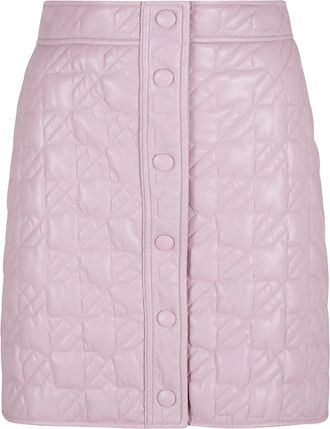 Msgm Pastel Pink Quilted Geometric Polyester Mini Skirt