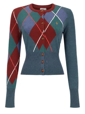Vivienne Westwood Argyle Pattern Fitted Sweater With Button-Down Front