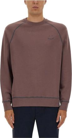 Paul Smith Raglanmouw Smiley Sweatshirt - Heren - Sweatshirts & Hoodies - Paars - Maat: S Katoen