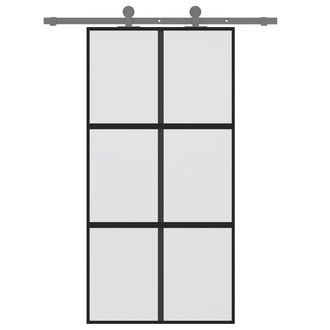 Berkfield Home Sliding Door Black 102.5x205 cm Tempered Glass & Aluminium