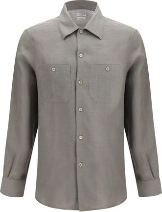 Brunello Cucinelli Bicolor Linen Dress Mens Shirt