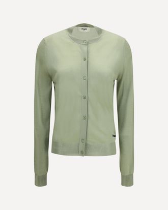 Fendi Cardigan crewneck in viscose with embroidered logo Female 40