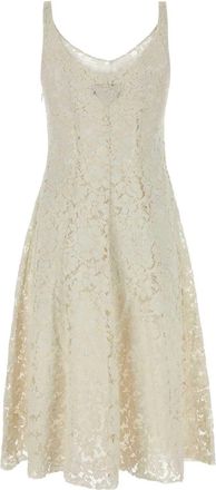 Prada Womens Floral Lace Dress Beige