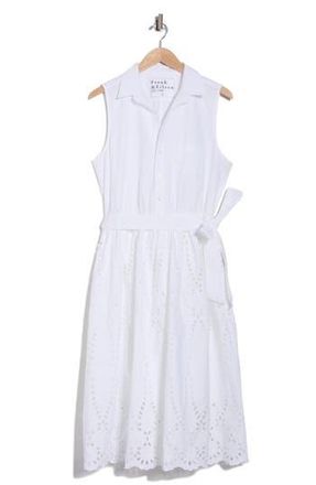 Frank & Eileen Embroidered Eyelet Sleeveless Cotton Shirtdress in White Eyelet at Nordstrom Rack, Size X-Large