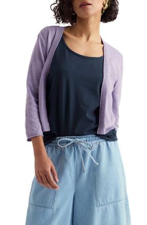 Seasalt Cornwall Vanessa Open Front Organic Cotton Crop Cardigan in Knit Melange Bellflower at Nordstrom, Size 18 Us