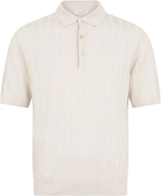 Boglioli Linnen Katoen Polo Trui - Heren - Ronde hals truien - Beige - 2XL - Katoen - Truien & Vesten