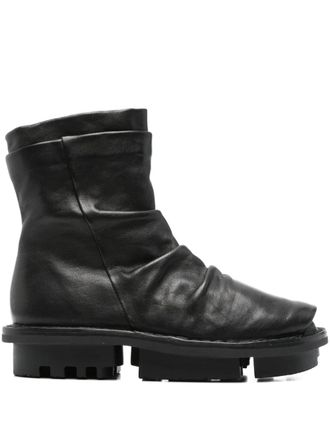 Trippen ruched calf-leather boots - women - Calf Leather/Rubber/Calf Leather - 38 - Black