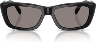 Miu Miu 56mm Rectangular Sunglasses in Black /Dark Grey at Nordstrom