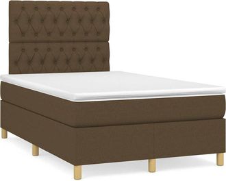 vidaXL Vidaxl - Cama Box Spring Con Colch&oacute;n Tela Marr&oacute;n Oscuro 120x190 Cm
