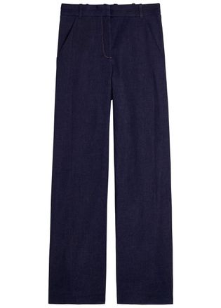 Veronica Beard Crue Wide-leg Stretch-denim Trousers - Dark Blue - 12 (UK16 / XL)