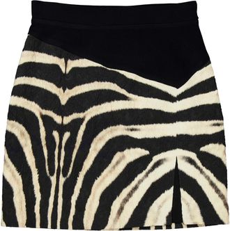 Roberto Cavalli Zebra-Print Asymmetric Skirt, Brand Size 40 ( US Size 6 )