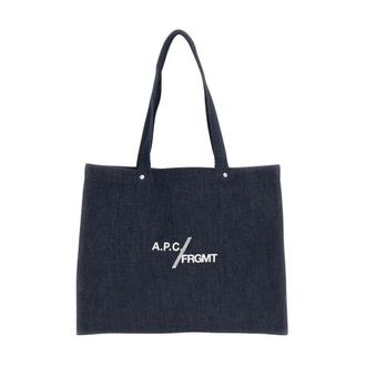A.P.C. Tote Bags, male, Blue, Size: ONE SIZE Je Sors Ce Soir Shopping Bag
