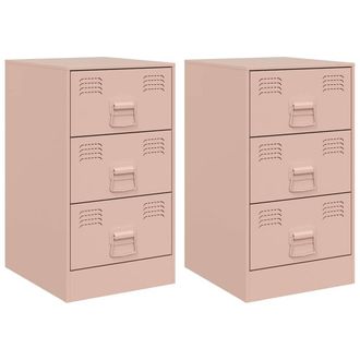 Berkfield Home Bedside Cabinets 2 pcs Pink 34.5x39x62 cm Steel