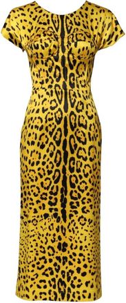 Dolce & Gabbana Midi Kokerjurk - Dames - Casual kleedjes - Geel - L - Polyester - Kleedjes