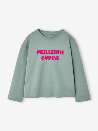 Vertbaudet M&auml;dchen Langarmshirt mit Schriftzug gr&uuml;n