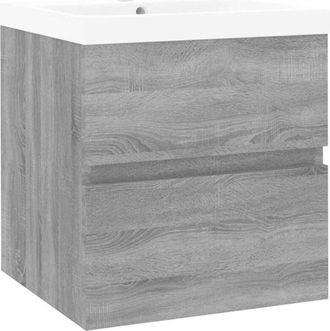 vidaXL Mueble de baño con lavabo madera contrachapada gris Sonoma vidaXL