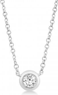 Allurez Bezel Diamond Pendant Solitare Necklace 14k White Gold (0.20ct)