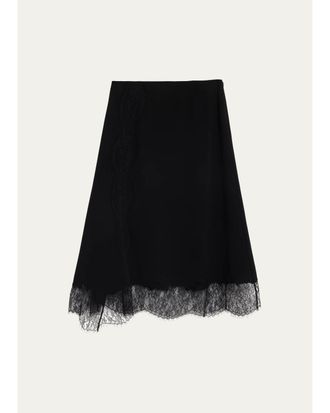 Lafayette 148 New York Lace-Trim Finesse Crepe Midi Skirt