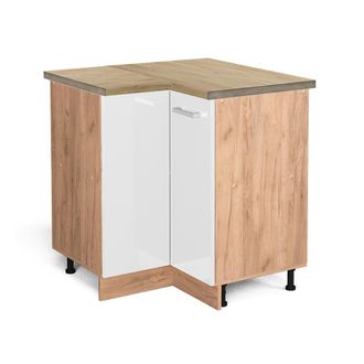 Vicco Armario De Esquina R-line, Blanco Alto Brillo, 75.6 Cm, Et Roble