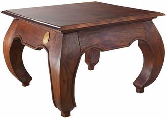 Massivmoebel24 tavolino da salotto in legno di Acacia 60x60x40 nougat laccato opium 612