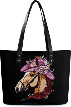 Generic Horse Racing Fascinator Hat Tote Bags for Women Cute Shoulder Purses Handbags