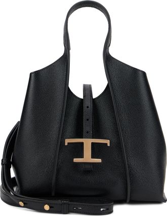 Tod's Womens Handbag With Shoulder Strap, Black Calfskin Handbags Hand Bags